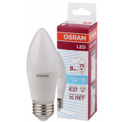 Лампа светодиодная LED 8Вт E27 CLB75 белый, матов.свеча OSRAM
