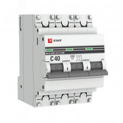 Автоматический выключатель 3P 40А (C) 6кА ВА 47-63M c электромагнитным расцепителем EKF PROxima