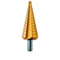 Сверло ступенчатое, HSS TiN, Gr.3, d 6-30 мм, прямая канавка, трехплоскостной хвостовик, CBN шлифовка