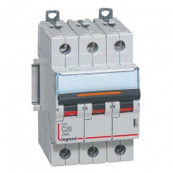 Выключатель автоматический трехполюсный 20А C DX3 25кА Выключатель автоматический трехполюсный 20А C DX3 25кА
