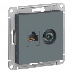 Розетка ATLASDESIGN двойная компьютерная+ТВ RJ45+TV категория 5E механизм грифель Розетка ATLASDESIGN двойная компьютерная+ТВ RJ45+TV категория 5E механизм грифель