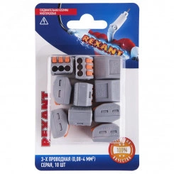 Клемма универсальная СМК 222-413, 3-проводная серая 0,08-2,5 4 кв мм, 10 шт Клемма универсальная СМК 222-413, 3-проводная серая 0,08-2,5 4 кв мм, 10 шт