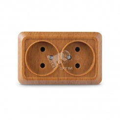 Розетка Олимп двойная без заземления бук