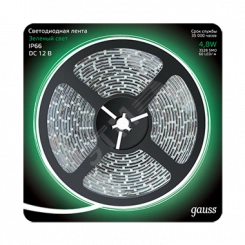 Лента светодиодная LED 2835/60-SMD 4.8W 12V DC зеленый IP66 5м Лента светодиодная LED 2835/60-SMD 4.8W 12V DC зеленый IP66 5м