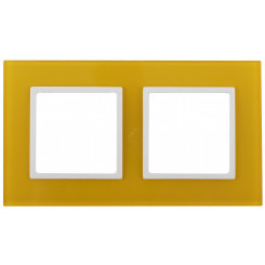 Рамка на 2 поста, стекло, Эра Elegance, жёлтый+бел, 14-5102-21
