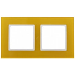 Рамка на 2 поста, стекло, Эра Elegance, жёлтый+бел, 14-5102-21