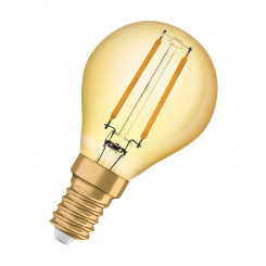 Лампа светодиодная филаментная LED 2,5Вт E14 2400К 220лм шарик 230V GOLD (замена 22Вт) P FIL  OSRAM Vintage 1906