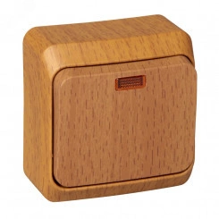 ЭТЮД Выключатель одноклавишный наружный с подсветкой бук сх.1 ЭТЮД Выключатель одноклавишный наружный с подсветкой бук сх.1