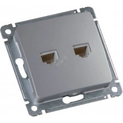 MASTER Розетка компьютерная на два присоединения, скрытой установки, в рамку, серебро MASTER Розетка компьютерная на два присоединения, скрытой установки, в рамку, серебро