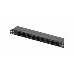 Блок розеток TLK 19д 9 гнезд ''евророзетка'' макс. нагрузка 10 А без шнура питания вход С14 + предохранитель 10 А металлический корпус макс. мощность 2500 Вт 4875*44.4*68 мм