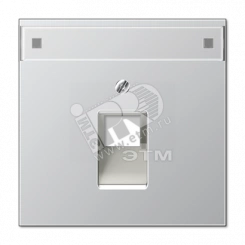 Крышка для ординарной телефонной и компютерной розетки UAE с полем для надписи алюминий Крышка для ординарной телефонной и компютерной розетки UAE с полем для надписи алюминий