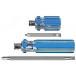 Отвертка с переставным жалом, пластиковая ручка 6x32 мм (PH2/SL6) Отвертка с переставным жалом, пластиковая ручка 6x32 мм (PH2/SL6)
