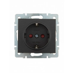 Розетка RAIN с защитой от детей керамика черный графит матовый механизм Розетка RAIN с защитой от детей керамика черный графит матовый механизм