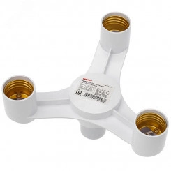 Разветвитель цокольный Е27-3хЕ27 белый Разветвитель цокольный Е27-3хЕ27 белый