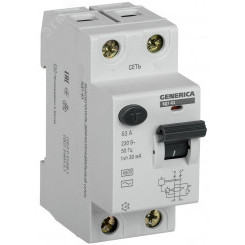 Выключатель дифференциального тока (УЗО) ВД1-63 2Р 63А 30мА GENERICA