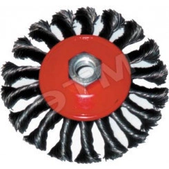 Кордщетка-колесо с наклоном, гайка М14, стальная витая проволока 115 мм
