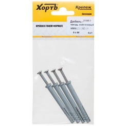 Дюбель-гвоздь 6х60 потайной бортик, нейлон (4шт) Дюбель-гвоздь 6х60 потайной бортик, нейлон (4шт)