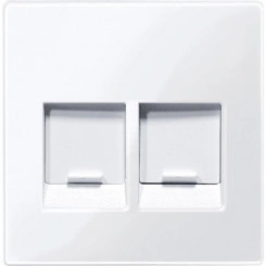 Центральная плата для модулей штепсельных разъемов 2 поста со шторками белый