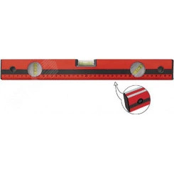 Уровень ''Оптима'', 3 глазка, красный корпус, фрезерованная рабочая грань, шкала 800 мм Уровень ''Оптима'', 3 глазка, красный корпус, фрезерованная рабочая грань, шкала 800 мм