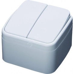 Выключатель двухклавишный серия Basic, белый, Stekker Выключатель двухклавишный серия Basic, белый, Stekker