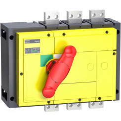 Выключатель-разъединитель INS1000 3п красная рукоятка/желтая панель