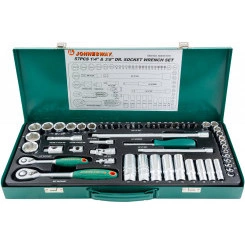 Набор головок торцевых стандартных и глубоких 1/4'' и 3/8''DR, 4-24 мм, 57 предметов Набор головок торцевых стандартных и глубоких 1/4'' и 3/8''DR, 4-24 мм, 57 предметов