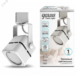 Светильник трековый однофазный ДПО под лампу GU10 IP20 белый 60х145 мм куб 220 В Track Gauss Светильник трековый однофазный ДПО под лампу GU10 IP20 белый 60х145 мм куб 220 В Track Gauss