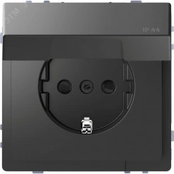 Розетка D-Life 16А с заземляющим контактом и крышкой I44 антрацит SD Розетка D-Life 16А с заземляющим контактом и крышкой I44 антрацит SD