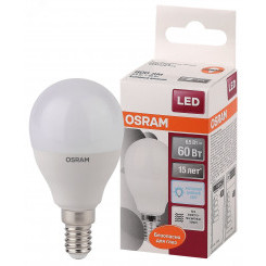 Лампа светодиодная LED 6,5Вт Е14 6500К  600лм шар 230V FR P (замена 60Вт) OSRAM LS
