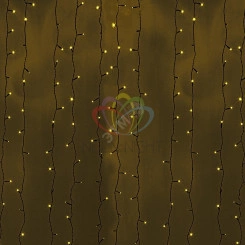 Гирлянда профессиональная Светодиодный Дождь 2х6м постоянное свечение черный провод 220В желтый