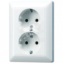 Розетка штепсельная SCHUKO 16A 250V сдвоенная белая Розетка штепсельная SCHUKO 16A 250V сдвоенная белая