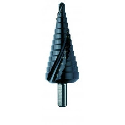 Сверло ступенчатое, HSS TiAlN, d 6-36 мм, спиральная канавка, трехплоскостной хвостовик, CBN шлифовка