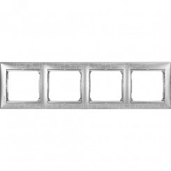 VALENA Рамка 4 поста горизонтальная алюминий модерн