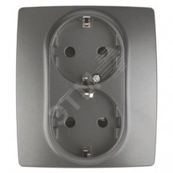 Розетка 2X2P+E Schuko со шторками, 16A-250В, Эра12, графит, 12-2104-12 Розетка 2X2P+E Schuko со шторками, 16A-250В, Эра12, графит, 12-2104-12