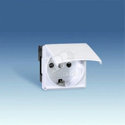 Розетка 2P+E Schuko с крышкой, шторки, винтовой зажим, 16А 250В, S27, сл.кость Розетка 2P+E Schuko с крышкой, шторки, винтовой зажим, 16А 250В, S27, сл.кость