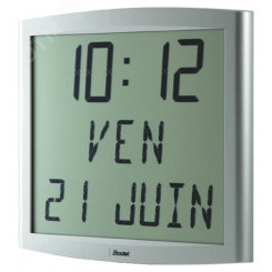 Часы цифровые Cristalys Date (часы/мин/день недели/дата/температура), высота цифр 7 см, высота букв 5 см, кварцевые, цвет корпуса серебристый