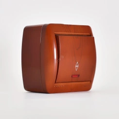 Ната Выключатель одноклавишный с подсветкой вишня Ната Выключатель одноклавишный с подсветкой вишня