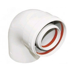 Отвод 90 град. коаксиальный d 60-100 мм без муфты