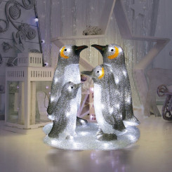Акриловая домашняя светодиодная фигура Семья пингвинов 40х33х36 см, 80 светодиодов, IP65, понижающий трансформатор в комплекте NEON-NIGHT