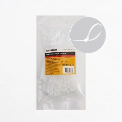 Хомут нейлоновый 2,5x100 мм, d пучка max 22 мм, нагрузка 8 кг, белый, (100шт в упак) Stekker