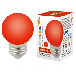 Лампа декоративная светодиодная LED-G45-1W/RED/E27/FR/С Форма шар матовая Цвет красный Картон ТМ Volpe