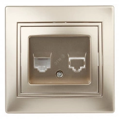 Розетка телефонная RJ11, СУ, Plano, шампань, 1-302-04 Розетка телефонная RJ11, СУ, Plano, шампань, 1-302-04