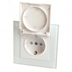 Розетка 1-местная с/з с крышкой, серия Катрин, белый, Stekker