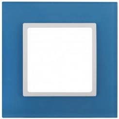 Рамка на 1 пост, стекло, Эра Elegance, голубой+бел, 14-5101-28 Рамка на 1 пост, стекло, Эра Elegance, голубой+бел, 14-5101-28