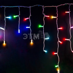 Гирлянда профессиональная Айсикл (бахрома) светодиодный, 4,8 х 0,6 м, прозрачный провод, 230 В, диоды RGB, 176 LED NEON-NIGHT