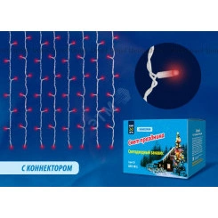 Занавес светодиодный со статическим свечением 3х2м Соединяемый 240 светодиодов Красный свет Провод белый ULD-C2030-240/SWK RED IP67 Занавес светодиодный со статическим свечением 3х2м Соединяемый 240 светодиодов Красный свет Провод белый ULD-C2030-240/SWK RED IP67