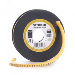 Кабель-маркер 2 для провода сеч.2,5мм, желтый (1000шт в упак) Stekker