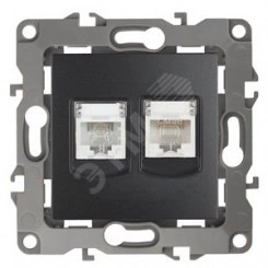 Розетка комбинированная RJ45+RJ11, Эра12, антрацит, 12-3109-05 Розетка комбинированная RJ45+RJ11, Эра12, антрацит, 12-3109-05