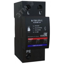 УЗИП СЕРИИ БЛИЦ-Т В-Т25 275 С класса испытаний I+II, Iimp(10/350)=25 кА, In=20 кА, Imax(8/20) = 50 кА, Uc = 275 В AC