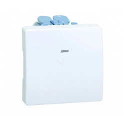 Кнопка клавишная с индикацией, 10А 250В, S27, серый